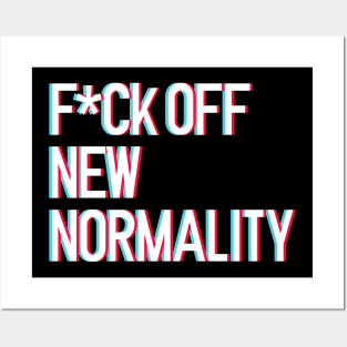 F*ck off new normality lettering art with 3d glasses effect over white blackground. T shirt and stamps concept Posters and Art